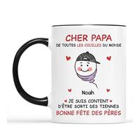 Cadeau Plus Mug Personnalisé - Je Suis Content Cadeau Fête Des Pères - Cadeau Fete Des Peres Personnalisé, Tasse Papa Personnalisé, Mug Fete Des Pere, Papi Mug, Papa Tasse (1-Enfant)