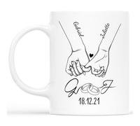 Cadeau Plus Mug Personnalisé Prénom - Ensemble Depuis Mains - Cadeau Mug Tasse Personnalisée Saint Valentin, Tasse Amoureux, Tasse je t'aime, cadeau st valentin (Modèle #4)