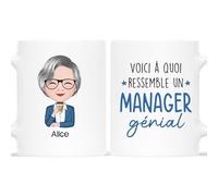 Cadeau Plus Mug Personnalisé Prénom - Voici À Quoi Ressemble Un Manager Génial - Cadeau Patron, Cadeau Boss Travail, Tasse World Best Boss, Mug Patronne (Femme (Vieille))