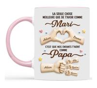 Cadeau Plus Mug Personnalisé - Que Notre Enfant T’ait Comme Papa - Cadeau Fete Des Peres Personnalisé, Tasse Papa Personnalisé, Mug Fete Des Pere, Idée Cadeau Anniversaire Mariage (3 Enfants)