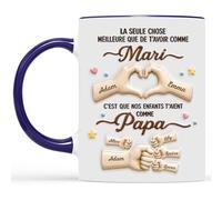 Cadeau Plus Mug Personnalisé - Que Notre Enfant T’ait Comme Papa - Cadeau Fete Des Peres Personnalisé, Tasse Papa Personnalisé, Mug Fete Des Pere, Idée Cadeau Anniversaire Mariage (4 Enfants)