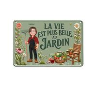 Cadeau Plus Plaque Métal Personnalisée - Coin De Bonheur De Femme Homme - pancarte jardin potager, decoration murale exterieur jardin, plaque de porte personnalisée (Mòdele #3 - Homme)