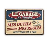 Cadeau Plus Plaque Métal Personnalisée Garage - Mes Outils Mes Règles - Plaque garage papa, plaque metal vintage, décoration garage automobile, garage metal papy (Modèle #1)