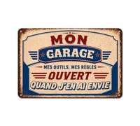 Cadeau Plus Plaque Metal Vintage Mon Garage Mes outils - Mes règles - Plaque garage papa, cadre vintage, plaque le garage de papa, deco noel porte de garage, decoration garage (Modèle 11)