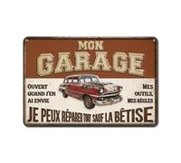 Cadeau Plus Plaque Metal Vintage Mon Garage Mes outils - Mes règles - Plaque garage papa, cadre vintage, plaque le garage de papa, deco noel porte de garage, decoration garage (Modèle 5)
