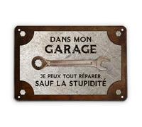Cadeau Plus Plaque Metal Vintage Mon Garage Mes outils - Mes règles - Plaque garage papa, cadre vintage, plaque le garage de papa, deco noel porte de garage, decoration garage (Modèle 4)