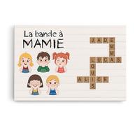 Cadeau Plus Toile Personnalisé - Toile Personnalisée - La Bande À Mamie/Papa Version Mot Croisé (5 enfants)