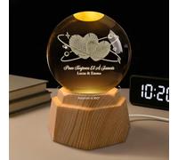Cadeau Plus Veilleuse Boule De Cristal Personnalisée - Toi Et Moi avec Cœurs - Boule à Neige Personnalisable, Boule Cristal personnalisé, Boule de Cristal personnalisé (Modèle #3)