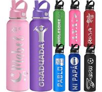 Cadeau pour Diplômées Bouteilles d'Eau Personnalisées 350/500/700/950 ml 1L avec Poignée et Paille Bouteille Isotherme Acier Inoxydable pour Diplôme Université Sport Voyage Bureau Cadeau Original