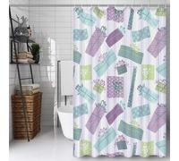 Cadeau Rideau Douche 91x183cm Rideau de Douche Beige Shower Curtain - Impression Polyester Tissu - avec 12 Crochets - Tissu Lavable en Machine - Imperméable - pour Salle de Bain - Hôtel D#686