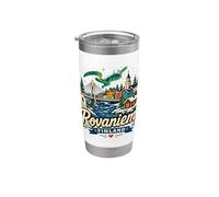 Cadeau souvenir de voyage Rovaniemi Finlande dessiné à la main Gobelet isotherme en acier inoxydable double paroi