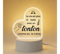 Cadeau Tonton Cadeau Fete des Peres Veilleuse en Acrylique Cœur Idee Cadeaux pour Tonton Cadeaux Anniversaire Tontons Présent Noël Tontons Souvenirs Tontons Nouvel An Saint Valentin Original