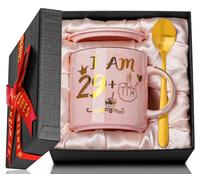 Cadeaus drôles pour le 30ème anniversaire de femmes, tasse à café en céramique rose marbre de 14 oz pour elle qui fête ses 30 ans comme une blague amicale Mug d'anniversaire imprimé avec or, carte