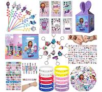 Cadeaux de fête Gabby Dollhouse : Autocollants tatouages chat, porte-clés, bracelets, sacs cadeaux, récompenses pour la classe, remplissages de piñata pour anniversaire, cadeaux 10pcs gift bag B