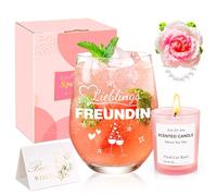 Cadeaux pour femme, cadeau d'anniversaire pour petite amie, avec verre à vin, bougies parfumées et porte-clés, cadeau personnalisé pour meilleure amie, petits cadeaux pour calendrier de l'Avent