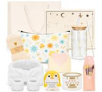 Cadeaux pour filles adolescentes 9 10 11 12 13 14 15 16 ans, Cadeau d'anniversaire, Fêtes ou Rentrée Scolaire pour Femme, Verre avec Couvercle, Pinceau, Trousse de Maquillage, Bracelet (Blanc)