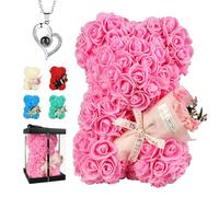 Cadeaux Saint Valentin Femme, Ours en Rose Fait à La Main, Ours en Fleurs, Adeau De Saint-Valentin, FêTe des MèRes, Cadeau d'anniversaire, FêTe PréNuptiale, avec BoîTe Cadeau