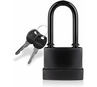 Cadenas à anse longue étanche de 55 mm - Serrure de sécurité extérieure robuste avec 2 clés - Antirouille et serrure en acier pour portail de jardin, abri de jardin, garage, chaîne, porte et clôture