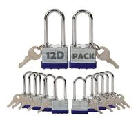 Cadenas à clé identique - PZCC - Lot de 12 - 40 mm - Acier laminé antirouille - Intérieur / Extérieur
