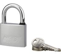 Cadenas à clé Mach 3, laiton nickelé, extérieur, anse inox, 50mm, 2 clés - THIRARD