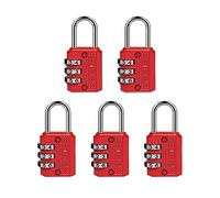 Cadenas à combinaison à 3 chiffres pour casier d'école - Combinaison réinitialisable sans clé - pour bagages, voyage, école, salle de sport, boîte à outils, étui, casiers d'employés, rouge
