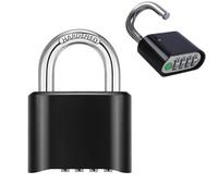 Cadenas à combinaison à 4 chiffres,ANNEFLY Cadenas de sécurité robuste, Cadenas à code pour casier d'extérieur résistant aux,Noir