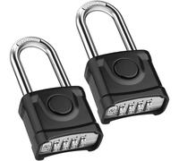 Cadenas à combinaison à 4 chiffres, lot de 2, couleur noire, longueur standard, diamètre du corps de 8 mm, système de déverrouillage à bouton unique, en acier inoxydable 304
