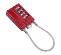 Cadenas à Combinaison à Câble Métallique Réinitialisable pour Valise | Alliage de Zinc, Fil D'acier et Gaine PVC Souple, Format Compact Rouge, pour Paquet et Casiers