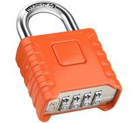 Cadenas à combinaison, cadenas robuste de 52 mm avec une anse de 8 mm d'épaisseur, en acier inoxydable 304, étanche et anti-effraction, pour le jardin, le portail, le garage et la clôture - orange