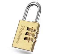Cadenas à combinaison en laiton à 3 chiffres - Résistant aux intempéries - Avec code numérique - Réinitialisable - Largeur du corps : 28 mm - Pour sac à dos, salle de sport, armoire, bobine, clôture