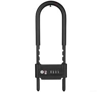 Cadenas à combinaison en U en acier inoxydable avec code à 4 chiffres pour portes en verre, anse réglable de 160 mm à 300 mm, résistant aux intempéries, couleur noire (D)