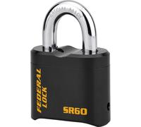 Cadenas à combinaison Fédéral Lock SR, acier, 4 chiffres, chantier, anse acier, 62mm, noir - THIRARD