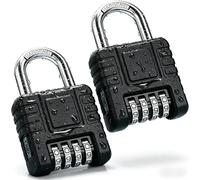 Cadenas à combinaison numérique à 4 chiffres, 2 pièces, couleur noire. Système de déverrouillage à bouton unique, en acier inoxydable, étanche et résistant à la rouille