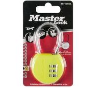 Cadenas à combinaison programmable avec porte-adresse - MASTER LOCK - 42 mm - Corps ABS et câble acier - couleur aléatoire