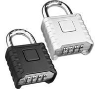 Cadenas à combinaison robuste à 4 chiffres, 52 mm, avec un anse de 8 mm d'épaisseur, serrure de sécurité en acier inoxydable 304, étanche et anti-vol, pour le jardin, le portail, le garage - noir/arge