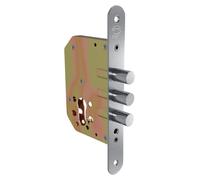 Cadenas à encastrer avec gâche pour portes en bois - 50 mm - Sans cylindre ni plaque de recouvrement - Acier - Finition chrome mat - Livré avec les vis