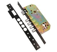 Cadenas à encastrer avec gâche pour portes en bois - Livré avec cylindre et plaque de protection - Gâche réversible
