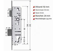 Cadenas à mortaise A01, entraxe de 35 mm, gâche de 24 mm, conforme à la norme DIN, pour portes droites ou gauches, 92 mm