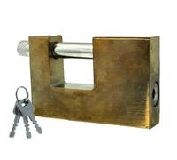 Cadenas Anti-effraction Blindé, Cylindre à Tige de Verrouillage 10mm, 3 Clés Incluses, Cadenas Acier Pour Volet et Garage (90mm, Laiton)