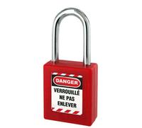 Cadenas de consignation rouge THIRARD anse inox Ø4.76 Largeur 40 mm avec 1 clé varié - 005338RD