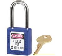 Master Lock Cadenas de consignation 410BLU – Thermoplastique bleu, anse 3,8 x 2 cm