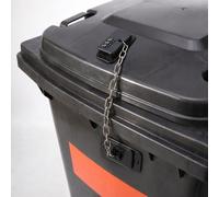 Cadenas de poubelle à code - Cadenas de sécurité pour poubelles 60-360L, sans perçage avec colle haute performance et chaîne métallique, résistant aux intempéries
