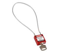 Cadenas de Sécurité Compact à Câble, 32mm x 16mm x 400mm, Rouge