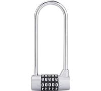 Cadenas de sécurité en alliage à 5 chiffres, en forme de U, avec serrure à combinaison, argenté, long