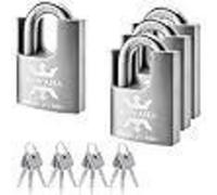 Cadenas de sécurité haute résistance, 50 mm, en acier inoxydable, avec même clé, lot de 4