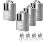 Cadenas de sécurité haute résistance, en acier inoxydable, diamètre 40 mm, même clé, lot de 4, inoxydable, pour intérieur et extérieur