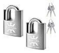 Cadenas de sécurité haute résistance, en acier inoxydable, diamètre 50 mm, clés identiques, lot de 2, pour intérieur et extérieur, résistantes à la corrosion