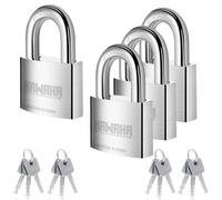 Cadenas de sécurité haute résistance en acier inoxydable, diamètre 50 mm, lot de 4, avec 12 clés, pour intérieur et extérieur, robustes et résistantes à la corrosion