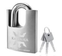 Cadenas en acier inoxydable de 60 mm, avec 3 clés, pour intérieur et extérieur, résistante à la corrosion, avec protection anti-effraction