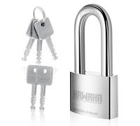 Cadenas en acier inoxydable, diamètre 50 mm, avec anse, verrouillage par clé, pour intérieur et extérieur, livrée avec 5 clés, inoxydable